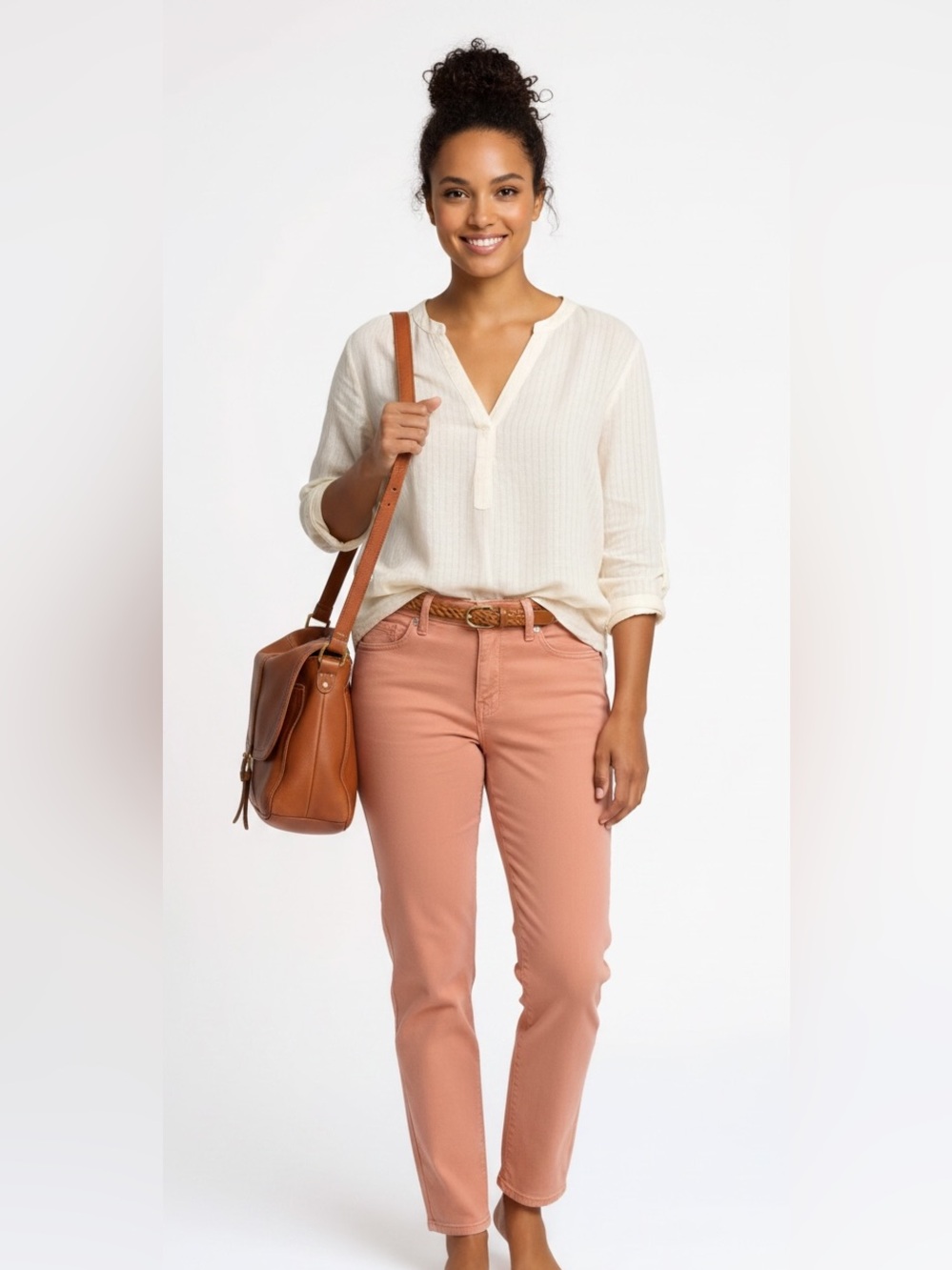 Vintage America weekend crop size for 27 inch waist Marv pink peach